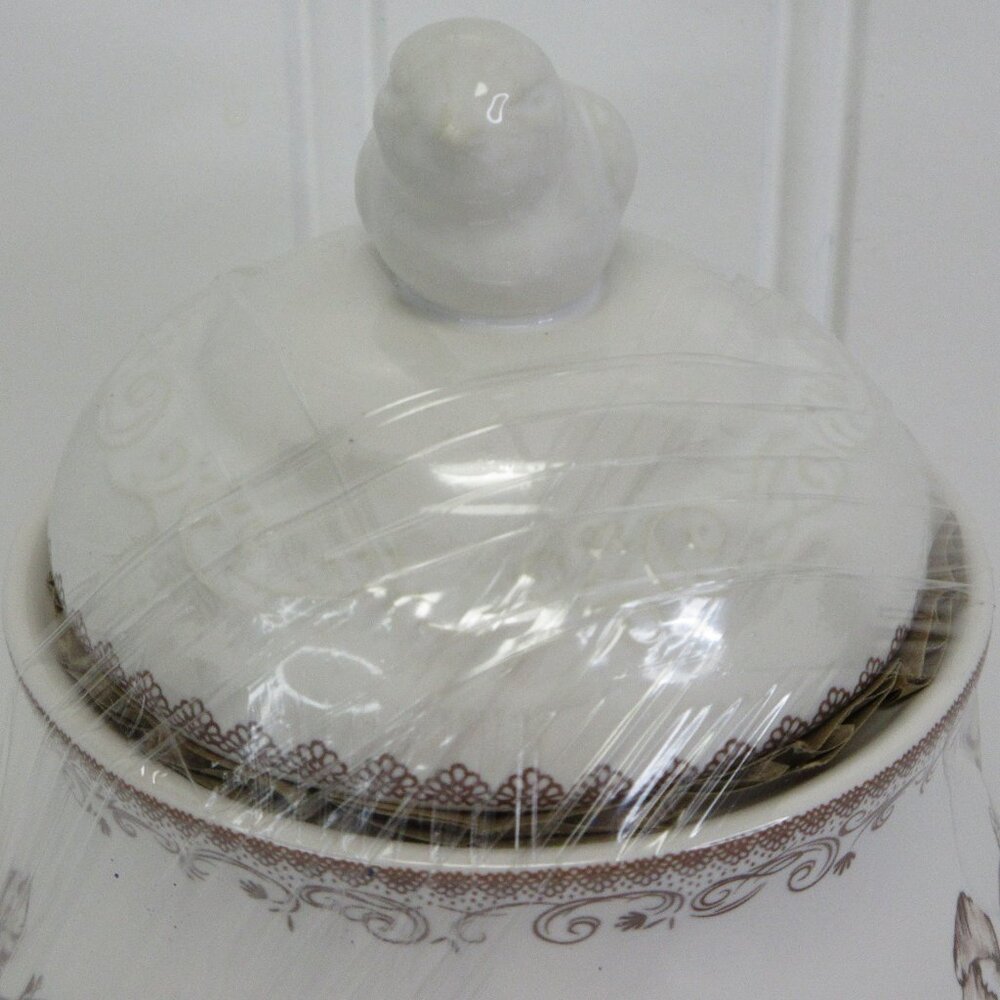 Pioneer Woman Agatha Bird Sugar Bowl W Lid Floral White Brown Stoneware New - Picture 12 of 12